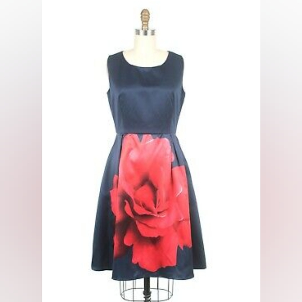 NWT, Frock Shop by Modcloth Satin Rose Dress - Picture 8 of 12